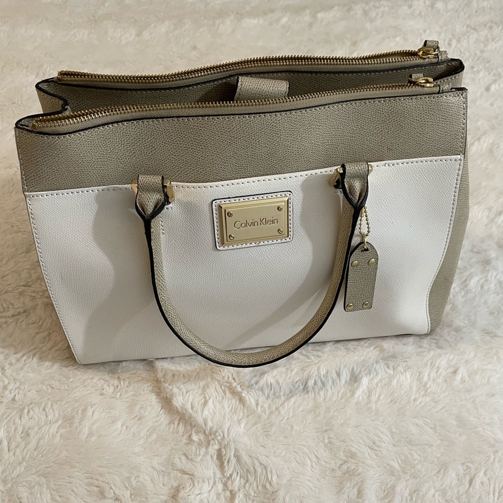 Calvin Klein White & Beige handbag